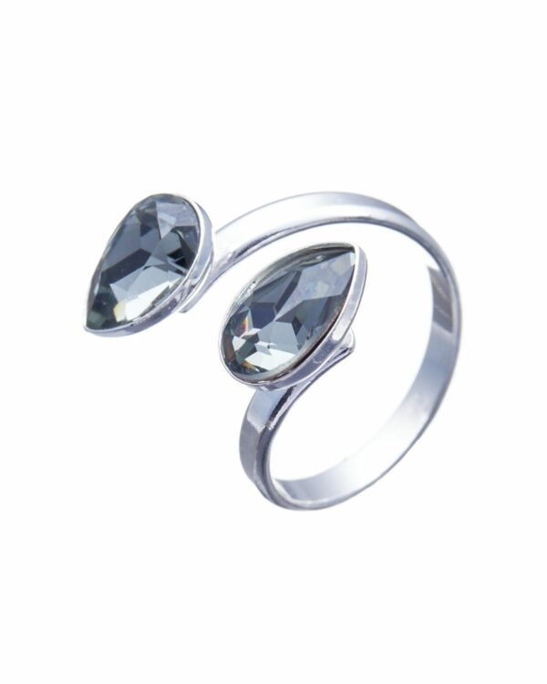 Crystal Silver Night Ring - Rhodium - Elegant jewelry for sophisticated occasions